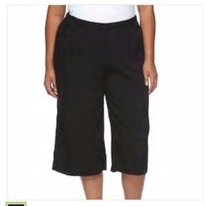 Apt. 9 Solid Soft Black Wide Leg Culottes 1X